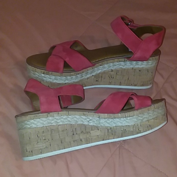 Franco Sarto redish leather Nelly wedges size 8.5 - Picture 2 of 6